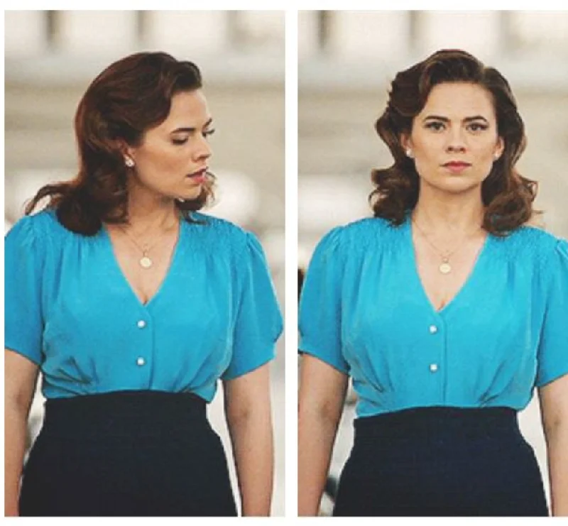 Agent carter blouse blue top - Peggy Carter inspired Classic Striped Blouse