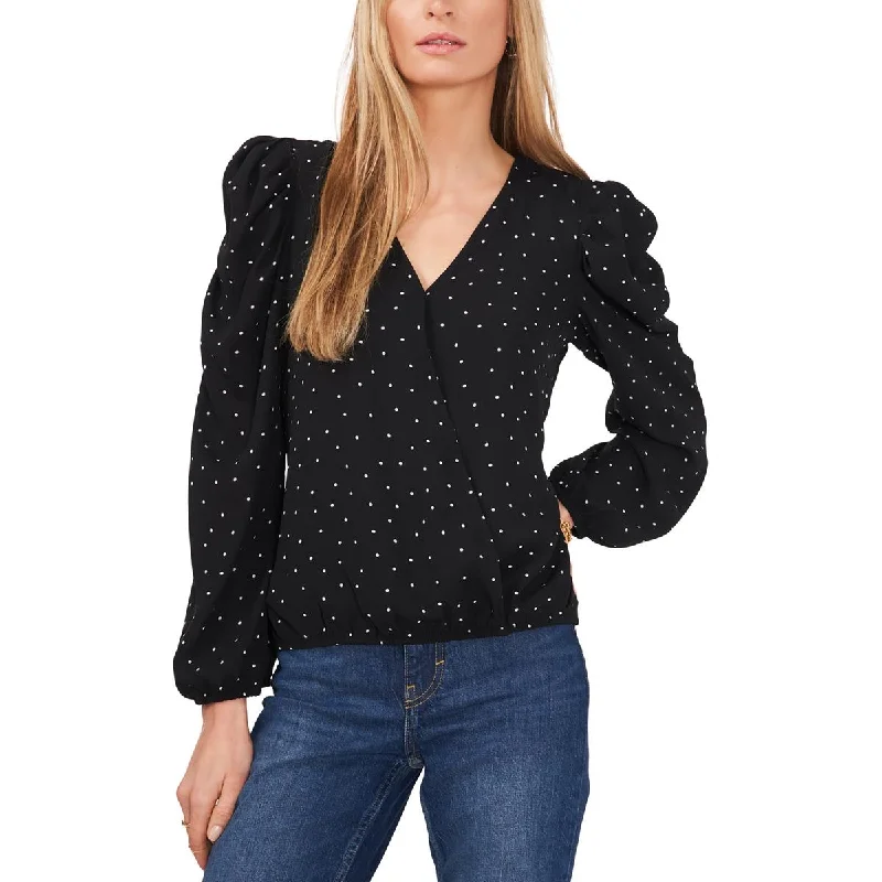 Sam and Jess Womens Surplice Puff Sleeves Blouse Sweetheart Neck Blouse