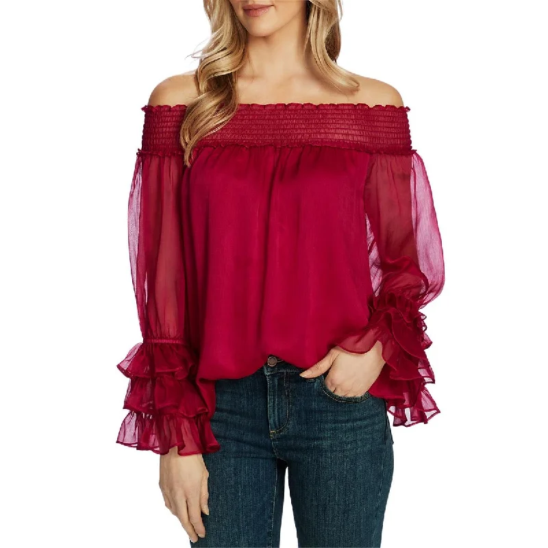 CeCe Womens Ruffled Off The Shoulder Blouse Slim Fit Blouse