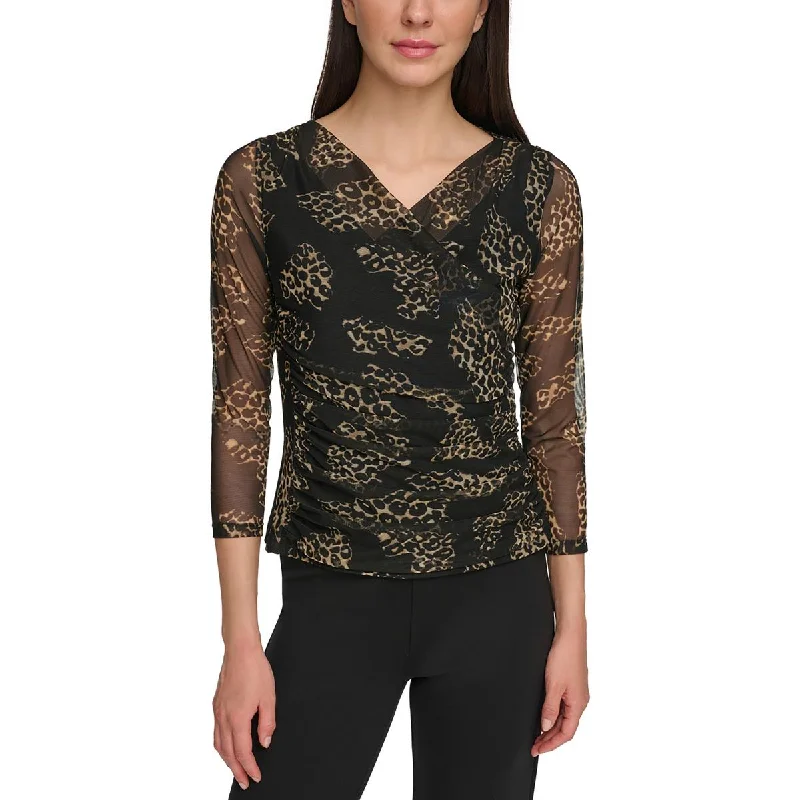 DKNY Womens Meh  Blouse Elegant Embroidery Blouse