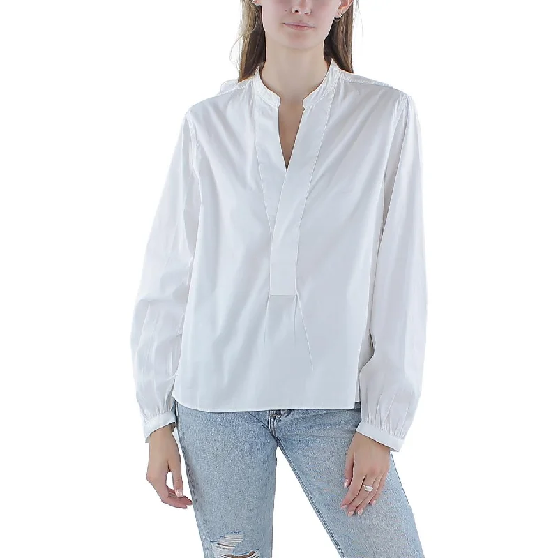 Polo Ralph Lauren Womens Cotton Surplice Neck Blouse Ruffled Neck Blouse