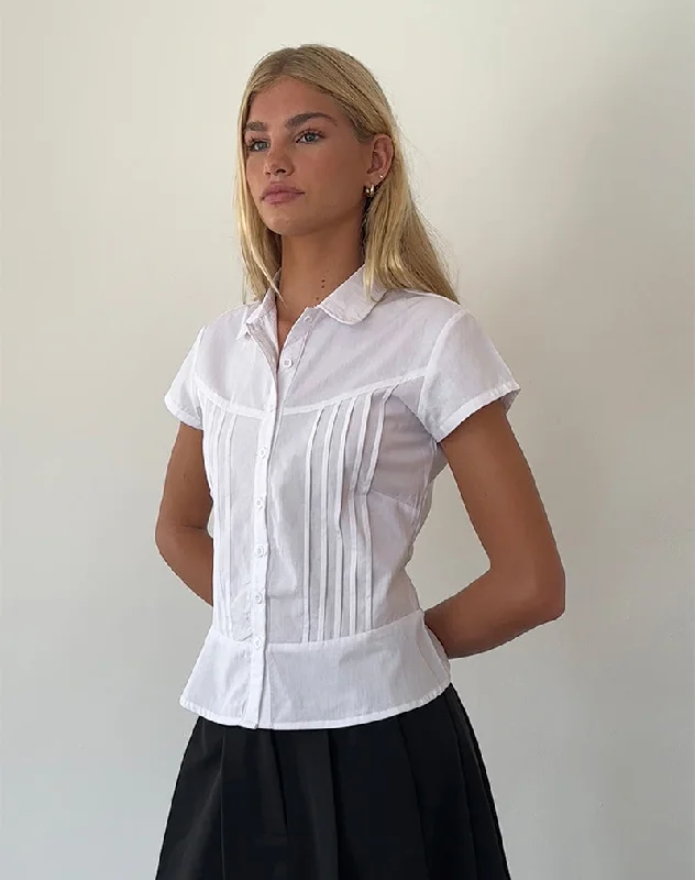 Wilmot Blouse in White Poplin Peter Pan Collar Blouse