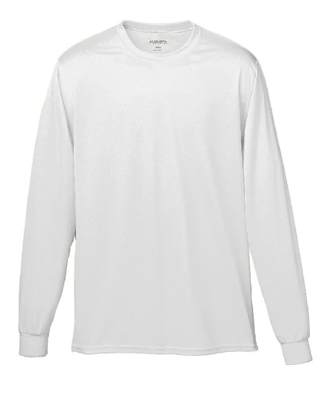 Augusta Long Sleeve Moisture Wicking T-Shirt | White Ribbed T-Shirt High Neck Heavyweight