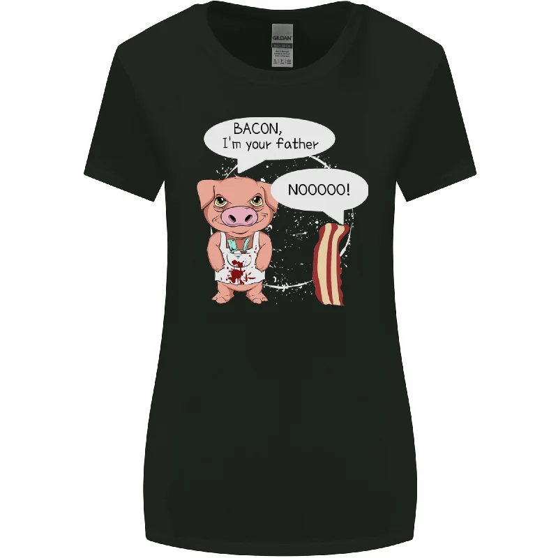 Bacon Im Your Father Funny Food Diet Womens Wider Cut T-Shirt Ribbed T-Shirt High Neck Heavyweight