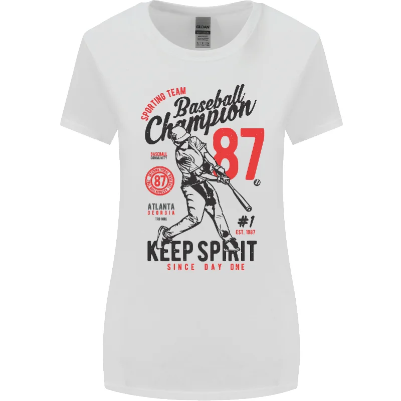 Baseball Champion Player Womens Wider Cut T-Shirt Notch Collar Peter Pan Collar Cowl Neck