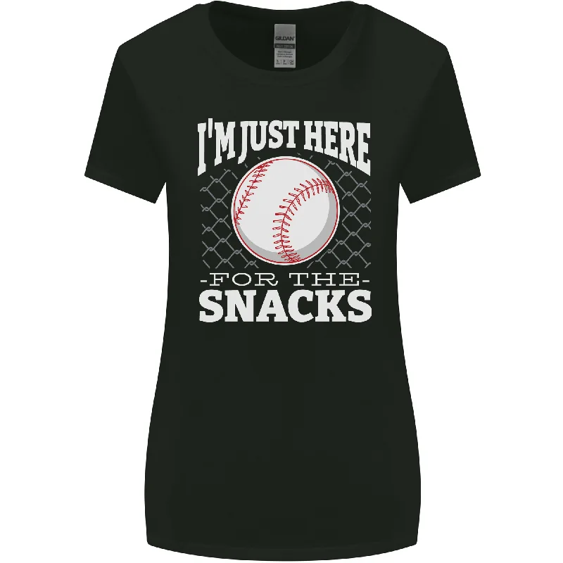 Baseball Im Just Here for the Snacks Womens Wider Cut T-Shirt Chenille Blend Fleece Blend Nylon Blend