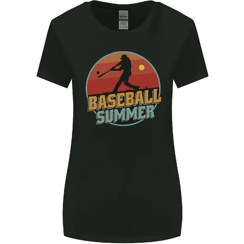 Baseball Summer Womens Wider Cut T-Shirt Zippered Front Buttoned Front Snap Front