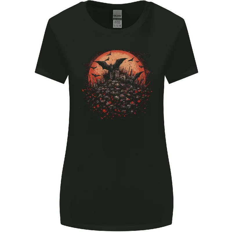 Bat Apocalypse Red Moon Halloween Womens Wider Cut T-Shirt Fitted T-Shirt Seamless Stretchy