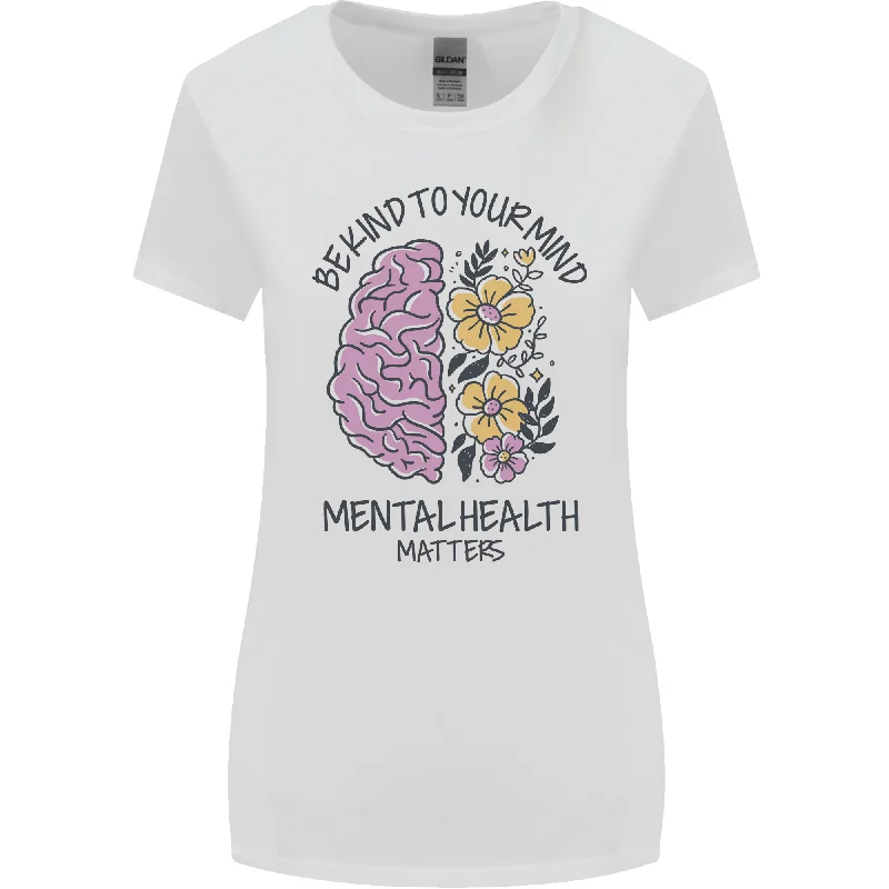 Be Kind to Your Mind Mental Health Womens Wider Cut T-Shirt Hooded Caped Shawl Collar