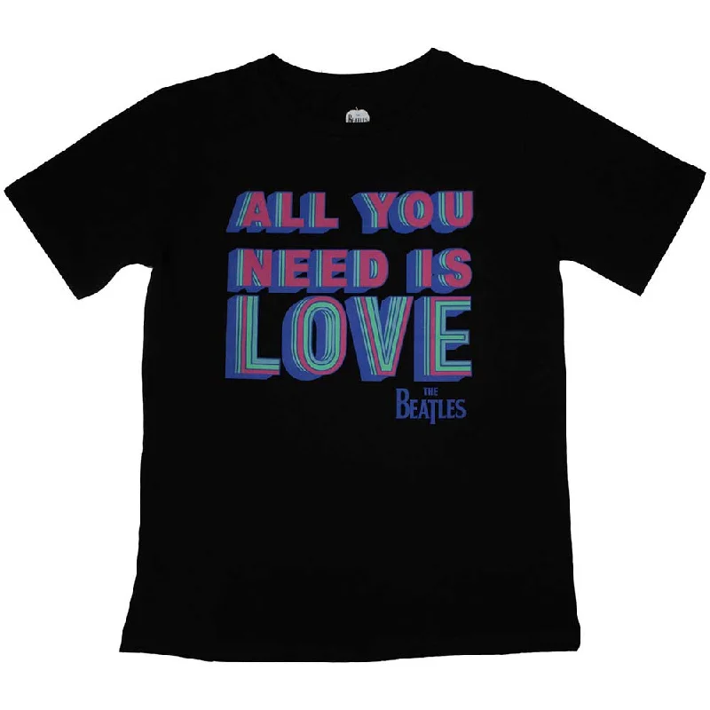 The Beatles | Official Band Ladies T-Shirt | All You Need Is Love Embroidered Appliqued Beaded