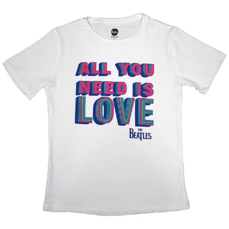 The Beatles | Official Band Ladies T-Shirt | All You Need Is Love white Mesh Fabric Canvas Fabric Denim Fabric