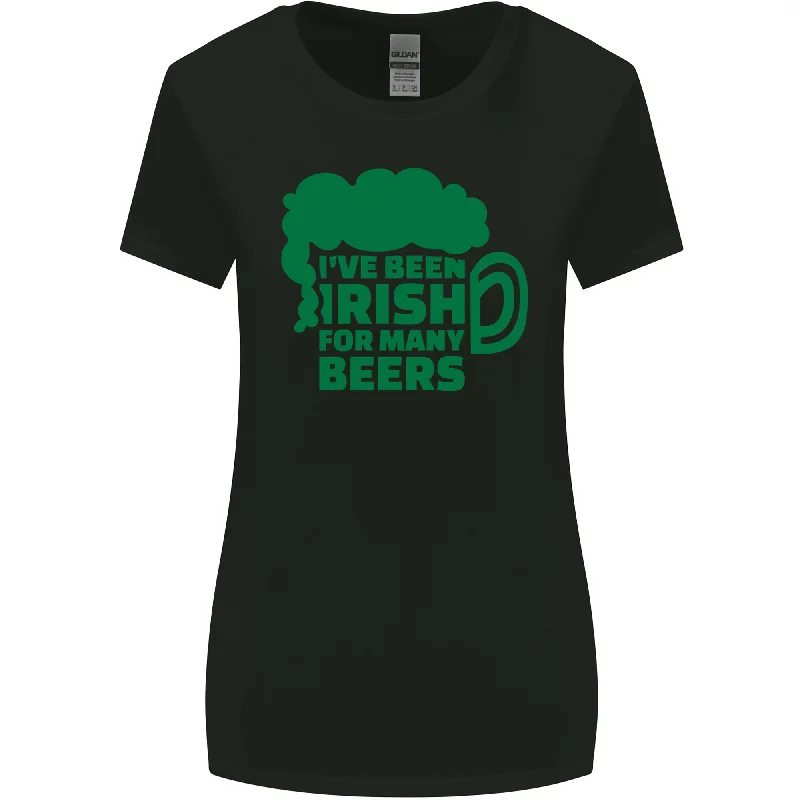 Been Irish for Many Beers St Patricks Day Womens Wider Cut T-Shirt Fleece Fabric Down Fabric Feather Fabric