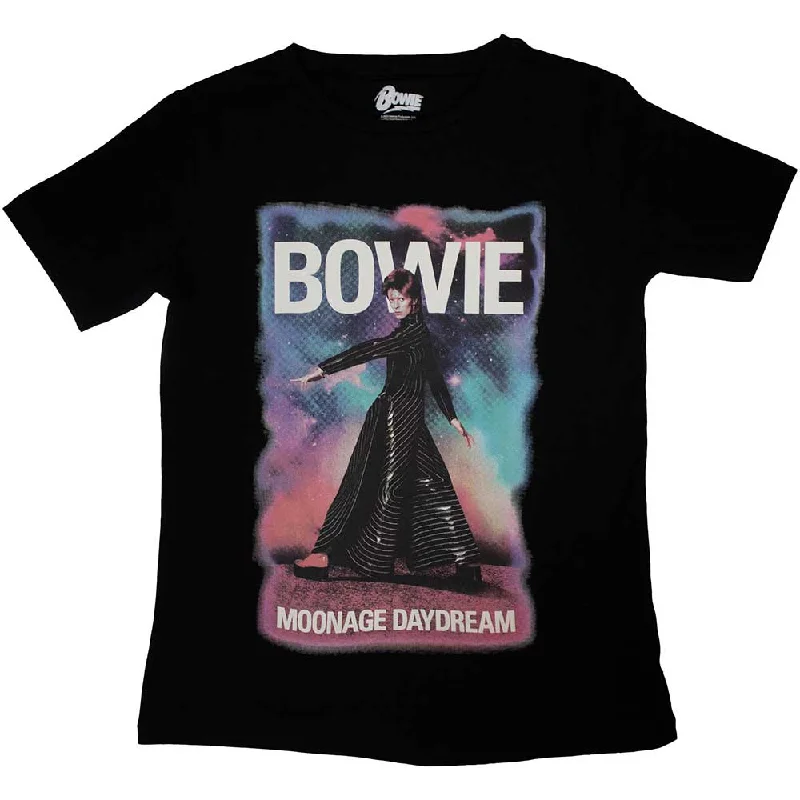 David Bowie | Official Band Ladies T-Shirt | Moonage 11 Fade Fleece Fabric Down Fabric Feather Fabric