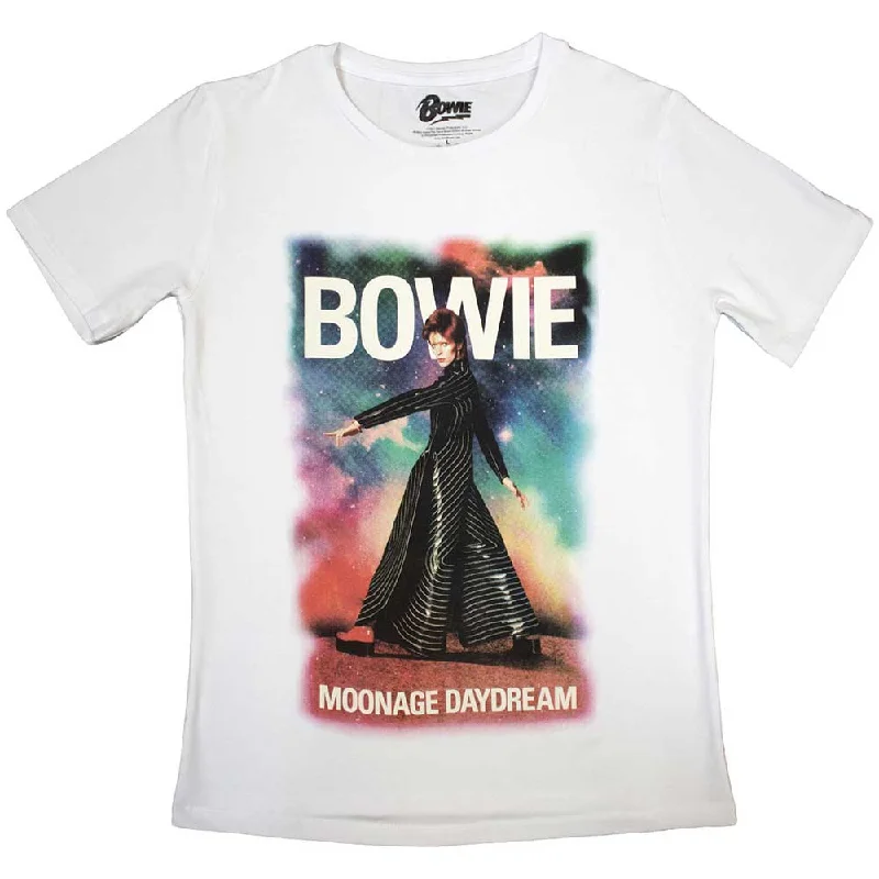 David Bowie | Official Band Ladies T-Shirt | Moonage 11 Fade white Satin Fabric Silk Fabric Chiffon Fabric