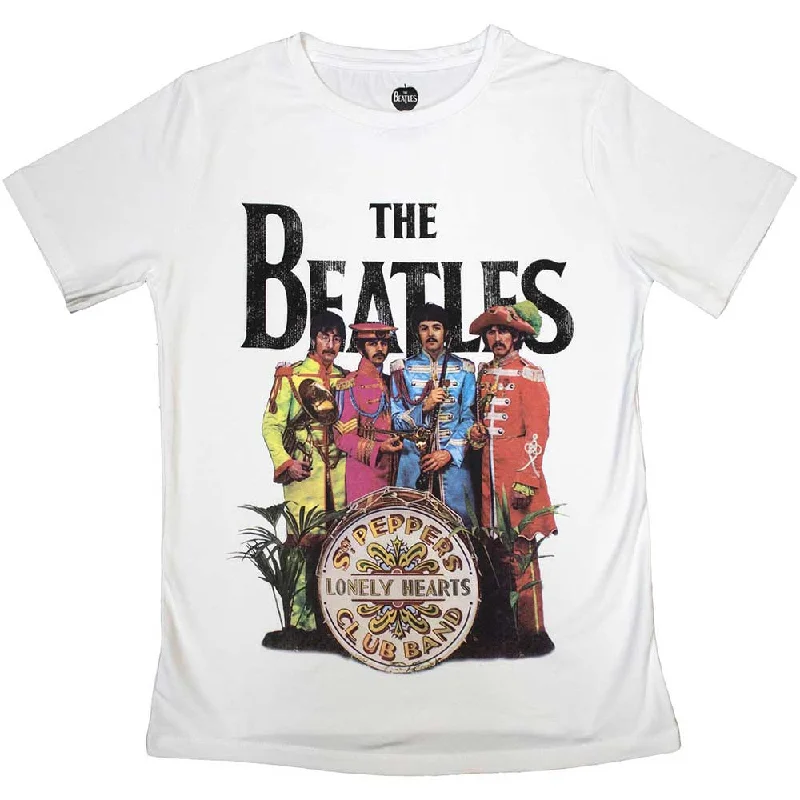 The Beatles | Official Band Ladies T-Shirt | Sgt Pepper white Front Pockets Side Pockets Patch Pockets