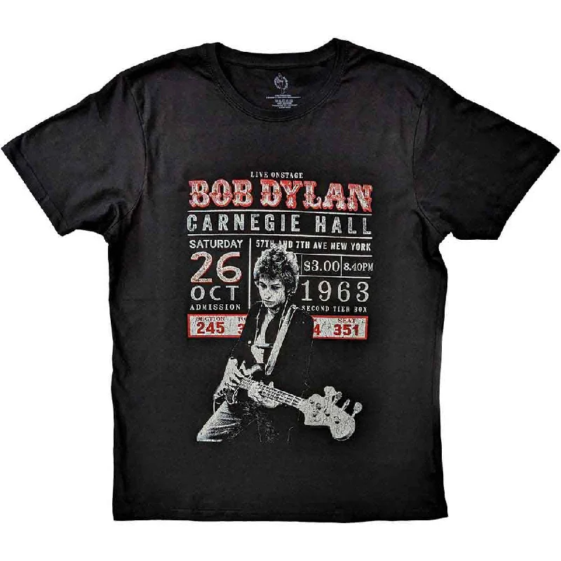 Bob Dylan | Official Band T-Shirt | Carnegie Hall '63 Denim Fabric Leather Fabric Suede Fabric