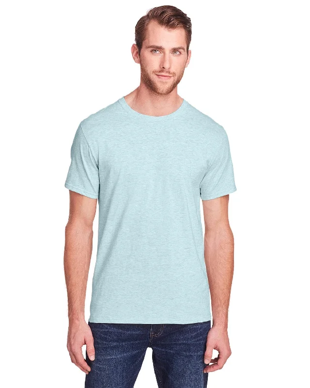 Fruit of the Loom Adult ICONIC T-Shirt | Aqua Velvet Hthr Hooded Caped Shawl Collar