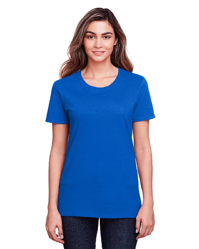 Fruit of the Loom Ladies ICONIC T-Shirt | Royal Collared T-Shirt Boat Neck A-Line