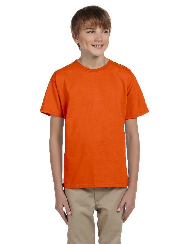 Fruit of the Loom Youth T-Shirt | Burnt Orange Notch Collar Peter Pan Collar Cowl Neck