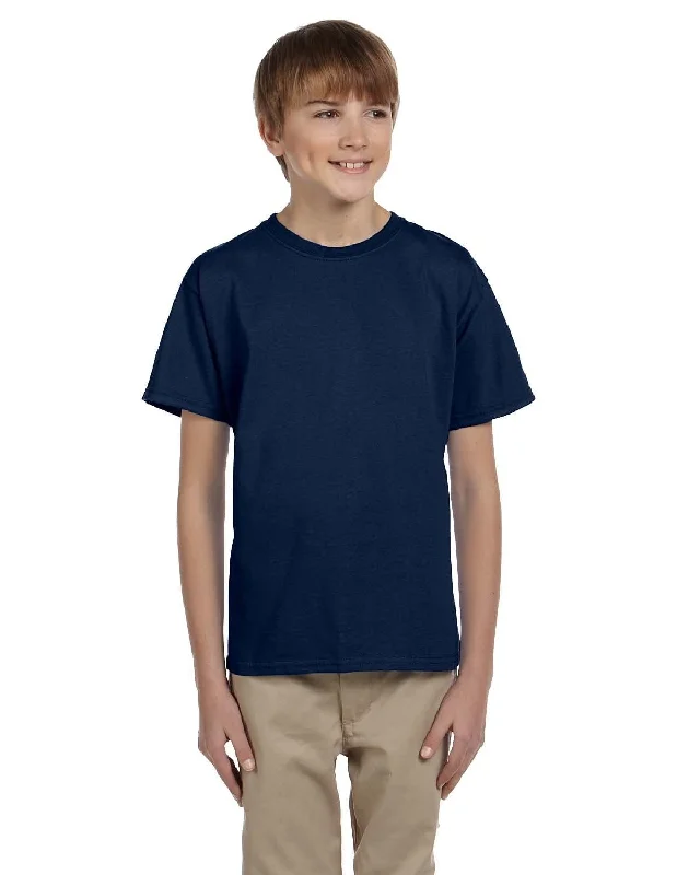 Fruit of the Loom Youth T-Shirt | J Navy Asymmetrical Pockets Print