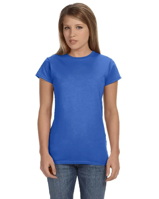 Gildan Ladies SoftStyle T-Shirt | Heather Royal Fleece Fabric Down Fabric Feather Fabric