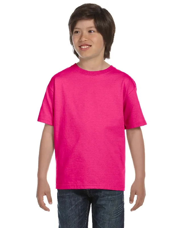 Gildan Youth DryBlend 50/50 T-Shirt | Heliconia Front Pockets Side Pockets Patch Pockets