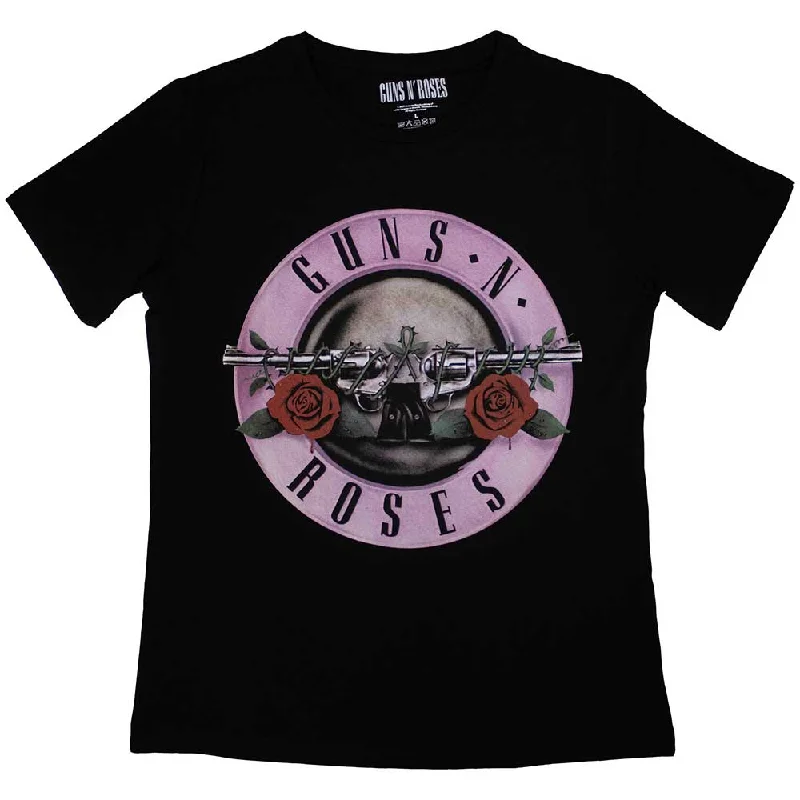 Guns N' Roses | Official Band Ladies T-Shirt | Classic Logo Silk Blend Satin Velvet