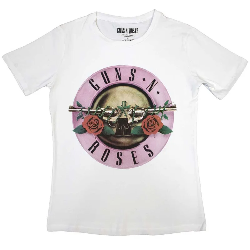 Guns N' Roses | Official Band Ladies T-Shirt | Classic Logo white Fashionable Trendy Casual