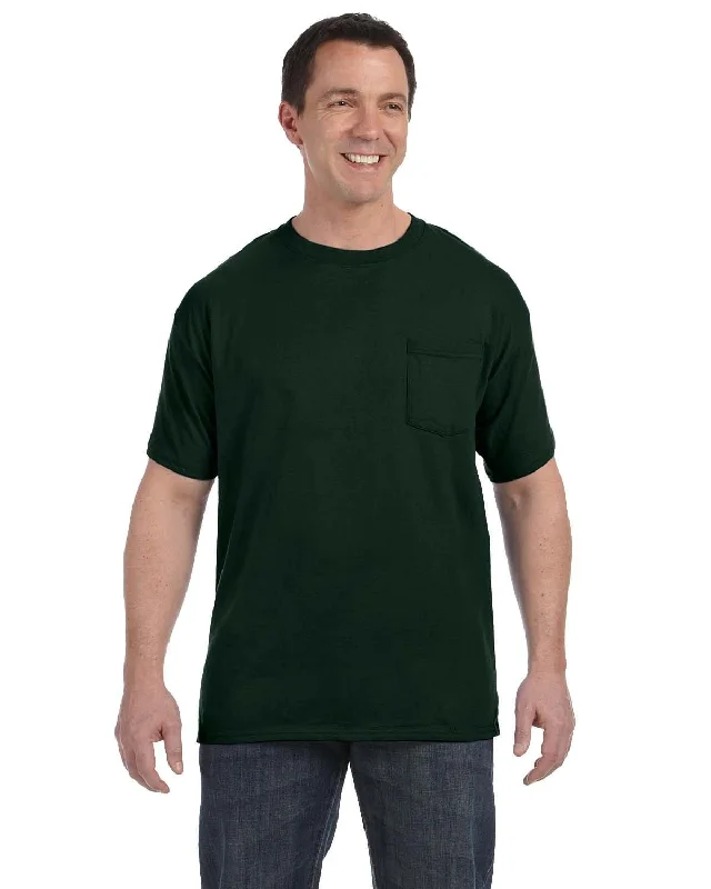 Hanes Authentic-T Pocket T-Shirt | Deep Forest Cashmere Blend Cotton Blend Poly Blend