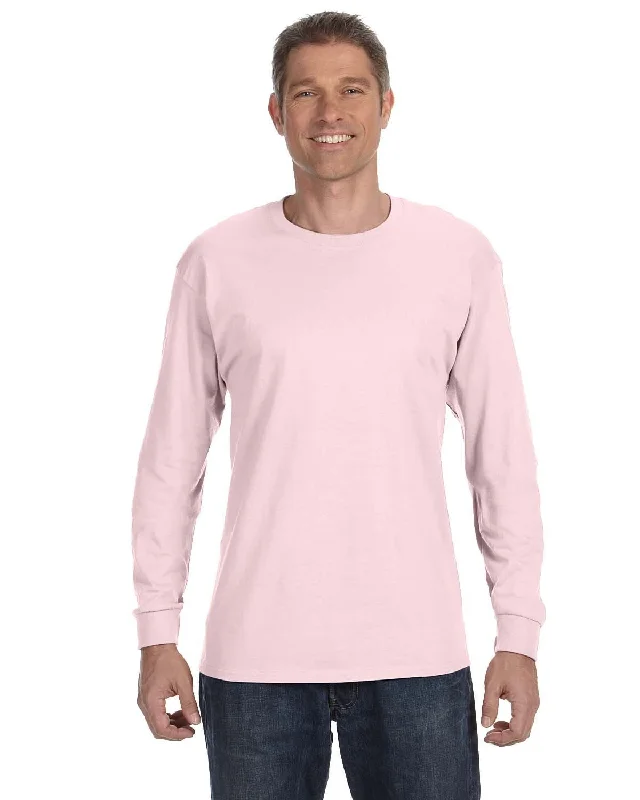 Jerzees DRI-POWER ACTIVE Long Sleeve T-Shirt | Classic Pink V-Neck T-Shirt Long Sleeve Cotton