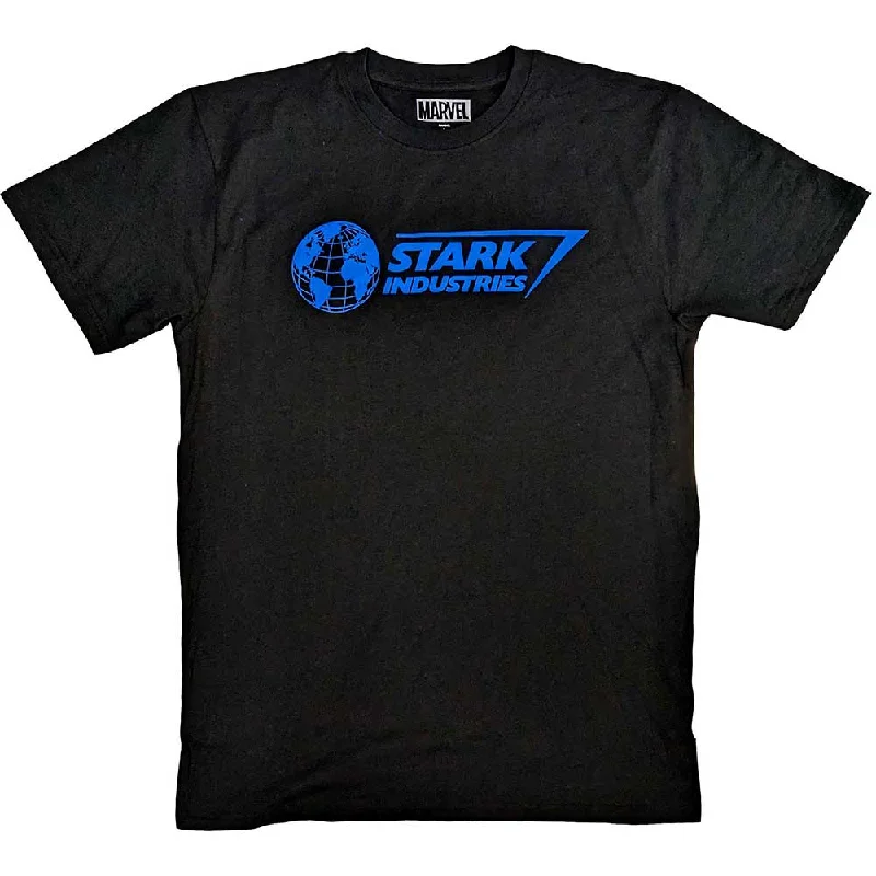 Marvel Comics | Official  Film T-Shirt | Stark Industries Blue Knit Fabric Woven Fabric Fleece Fabric