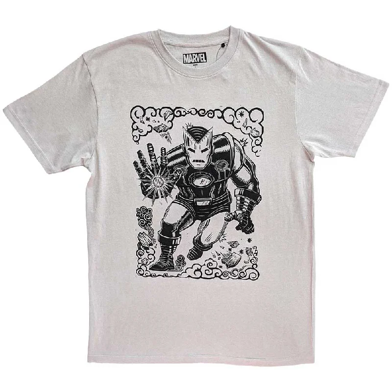 Marvel Comics | Official  Film T-Shirt | Iron Man Sketch Welt Pockets Slit Pockets Flap Pockets