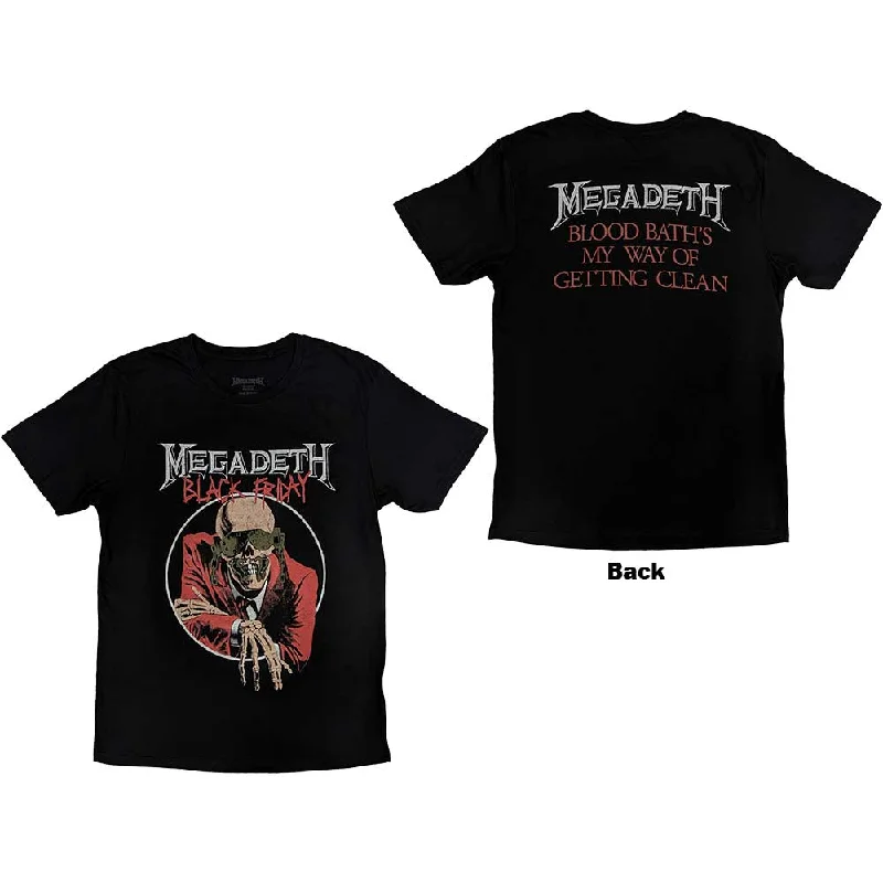 Megadeth | Official Band T-Shirt | Black Friday (Back Print) Wool Fabric Cashmere Fabric Tweed Fabric