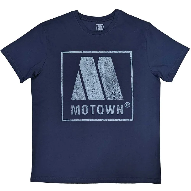 Motown Recordss | Official Band T-Shirt | Vintage Logo Blue Hooded Caped Shawl Collar