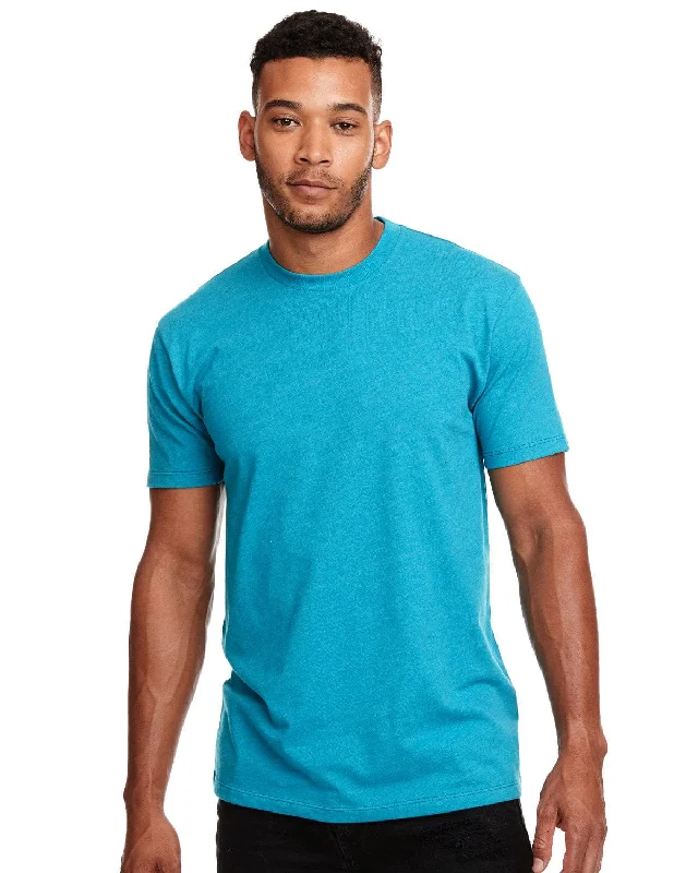 Next Level Mens CVC Crewneck Tee | Tahiti Blue Print Jacquard Patchwork