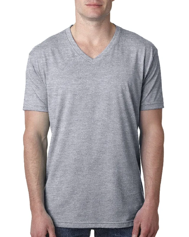 Next Level Mens Premium CVC V-Neck Tee | Dark Hthr Gray Knit Fabric Woven Fabric Fleece Fabric