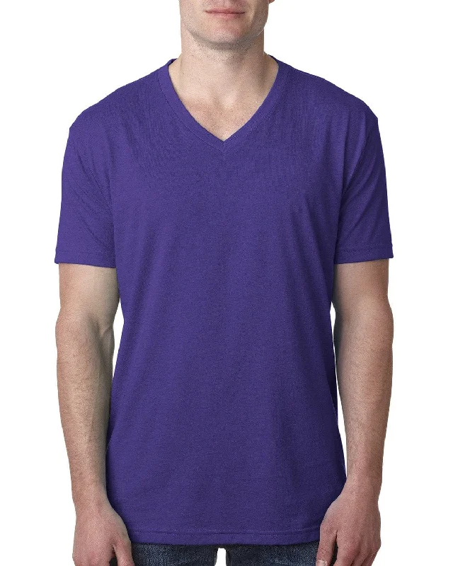 Next Level Mens Premium CVC V-Neck Tee | Purple Rush Real Fur Shearling Chenille