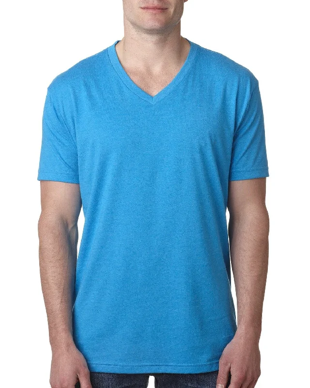 Next Level Mens Premium CVC V-Neck Tee | Turquoise Cozy Warm Stylish