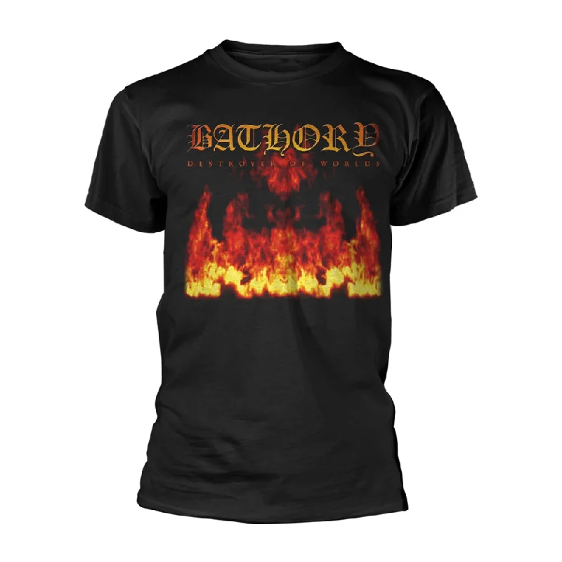 Bathory | Official Band T-shirt | Destroyer Of Worlds Spandex Blend Rayon Blend Denim Blend