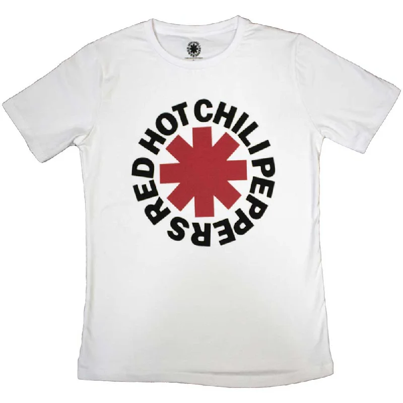 Red Hot Chili Peppers | Official Band Ladies T-Shirt | Classic Asterisk white Fitted T-Shirt Seamless Stretchy