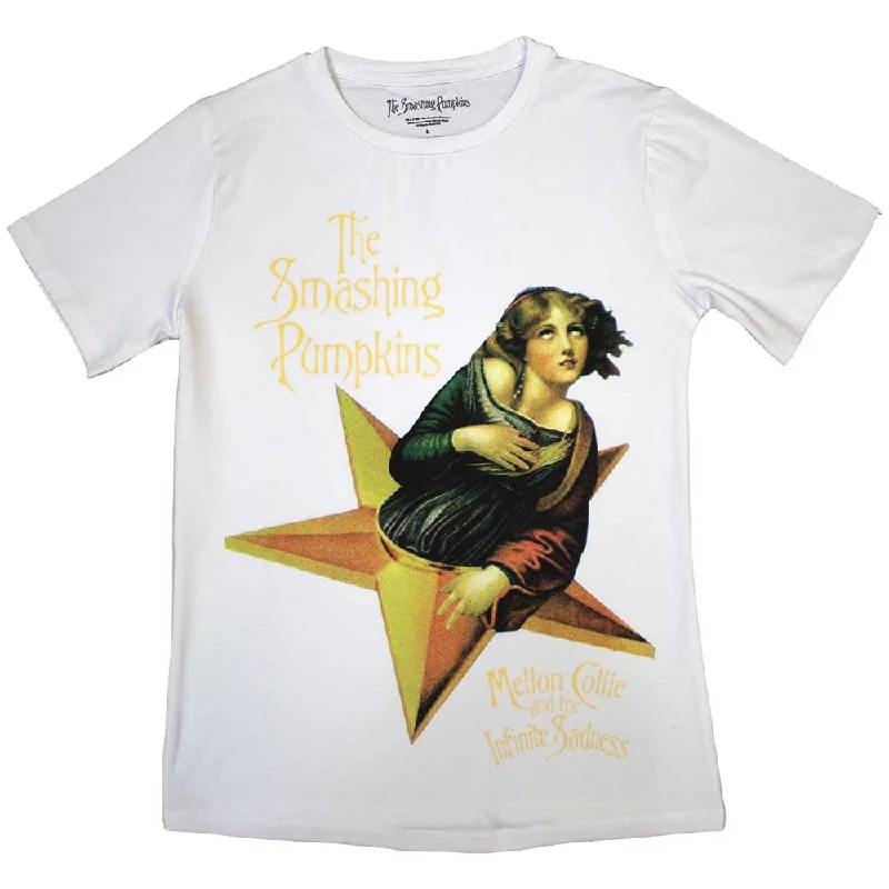 The Smashing Pumpkins | Official Band Ladies T-Shirt | Mellon Collie white Front Pockets Side Pockets Patch Pockets