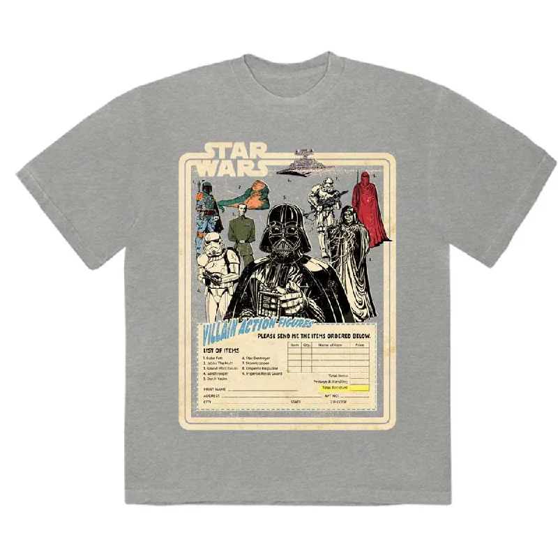 Star Wars | Official Band T-Shirt | Villain Action Figures Notch Collar Peter Pan Collar Cowl Neck