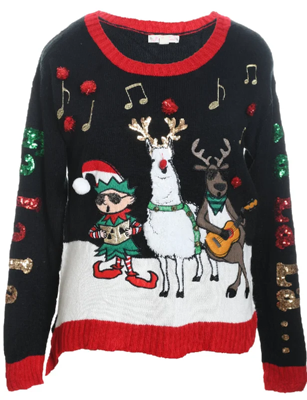 Animal Design Christmas Jumper - L Terry Terry Cloth Terry Knit