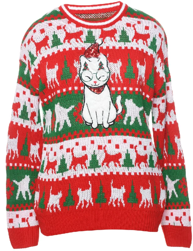 Animal Design Christmas Jumper - L Seamless Knitted Crochet