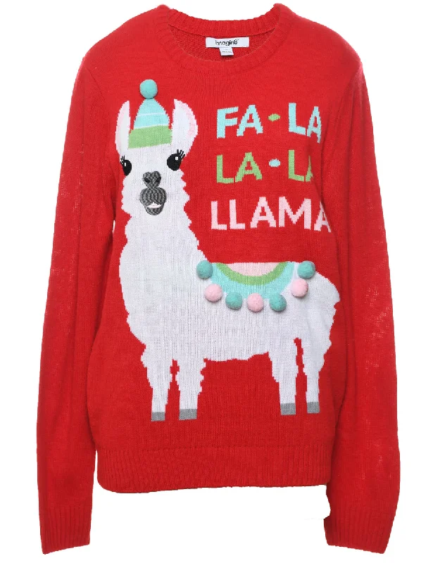 Animal Design Christmas Jumper - L Transparent Opaque Sheer