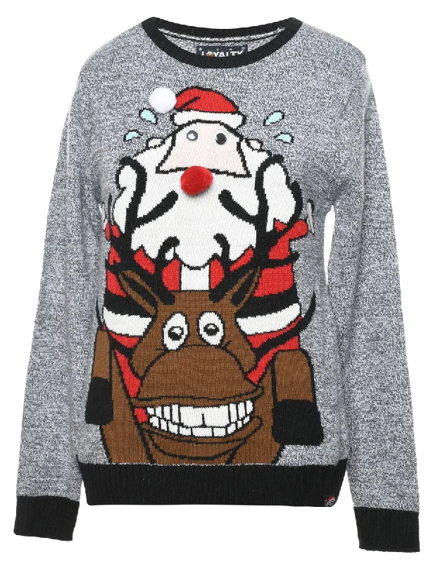 Animal Design Christmas Jumper - M Elasticated Padded Insulated