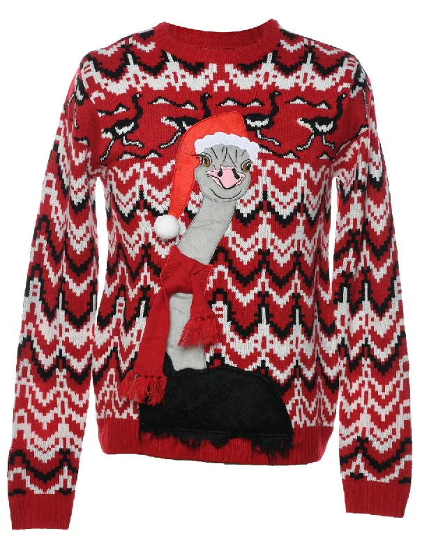 Animal Design Christmas Jumper - M Chenille Brocade Lace