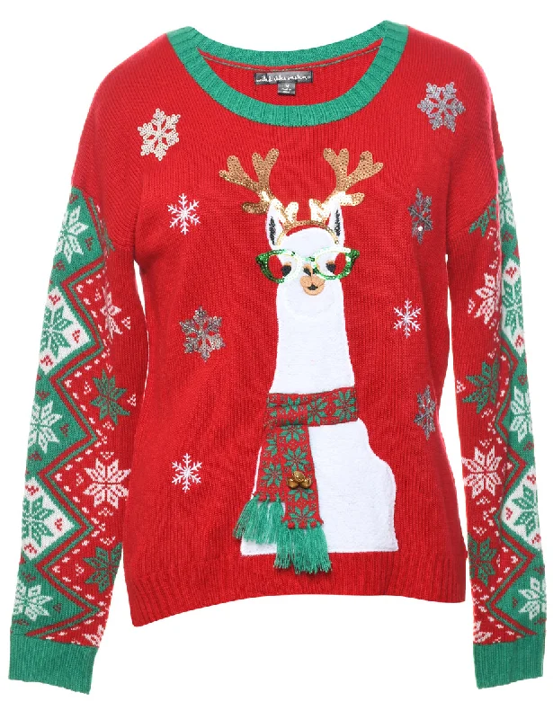 Animal Design Christmas Jumper - M Terry Terry Cloth Terry Knit