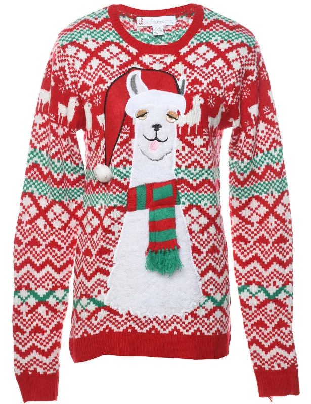 Animal Design Christmas Jumper - S Solid Print Embellished