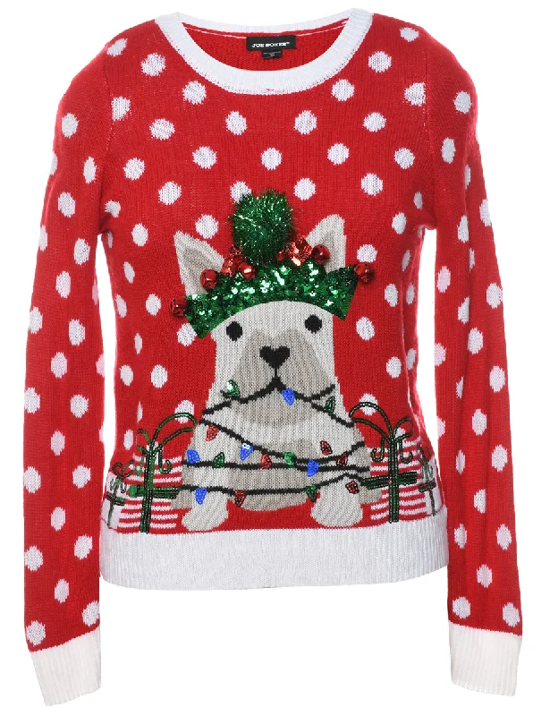 Animal Design Christmas Jumper - S Satin Blend Silk Blend Wool Blend